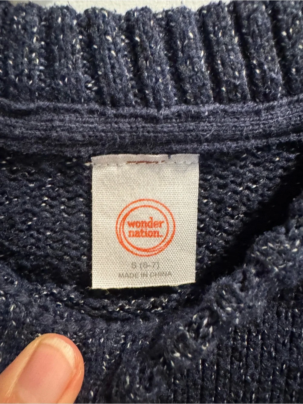 Boys Navy Crewneck Sweater - Classic Knit Back to school size 6/7 Wonder Nation